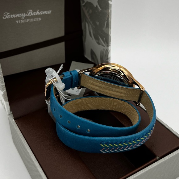 NIB Tommy Bahama Swarovski Collaboration Rose Gold Floral Double Wrap Watch - Picture 10 of 12